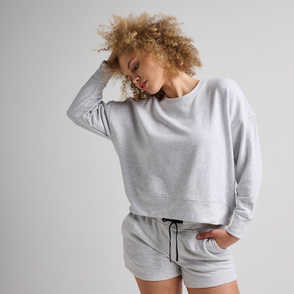 Stance Shelter Womens Crew Butter Blend Sweatshirt‎ Medium Heathered Gray Boxy